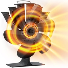 Ventola per Stufa a Legna con 6 Pale Ventilatore Camino Senza Energia Silenzioso