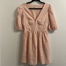 Billabong Spellbound Smocked Mini Dress Peachy Daze Women’s Size Medium Cotton