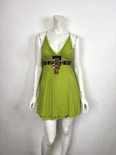 Vtg Roberto Cavalli Just Cavalli Pleated Green Dress S 40