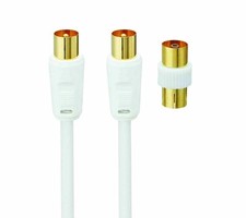 Image of Logik L4Aera15 Aerial Cable & Adapter - 4 Metre, Gold-Plated Connector, White