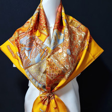 RARE VINTAGE HERMES Silk Scarf "Voyage En Etoffes" Carre 90 Duty-free US