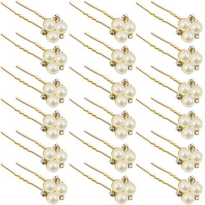 18 Pcs Pearl Hair Pins Bridal Wedding Hair Accessories Rhinestone Crystal Bob...