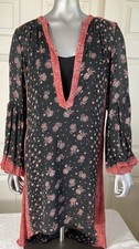 Free People romatic peasant blouse two piece set black flora sheer size Small