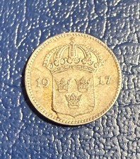 1917-W Swedish 10 Ore * Gustaf V * 0.400 Silver Coin