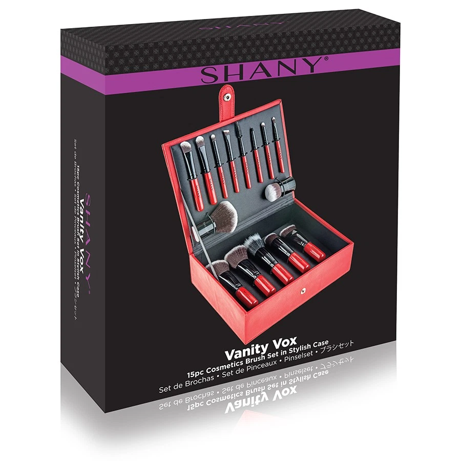 SHANY Vanity Vox - Juego de brochas de maquillaje de 15 piezas con elegante caja de almacenamiento y soporte Foto 2 de 4
