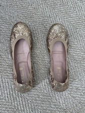 Pretty Ballerina Shirley Gold GlitterShoes Size 43.5 or UK 8.5  Boxed 