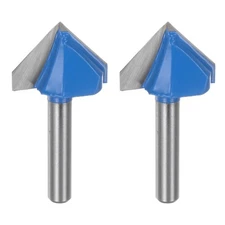 2pcs Router Bit 1" Dia 1/4" Shank 90 Degree V Type End Mill Edge Trimmer