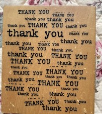 INKADINKADO Repeating Thank You Background Rubber Stamp Saying Words Wood Mount