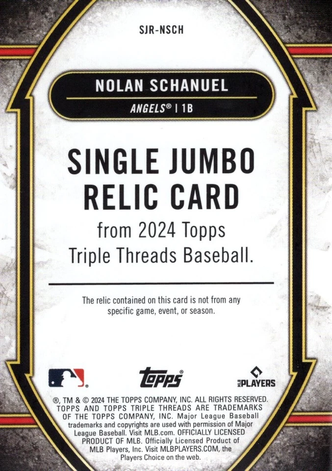 2024 Triple Threads Single Jumbo Relics Emerald #SJRNSCH Nolan Schanuel /27 BB - Image 2 of 2