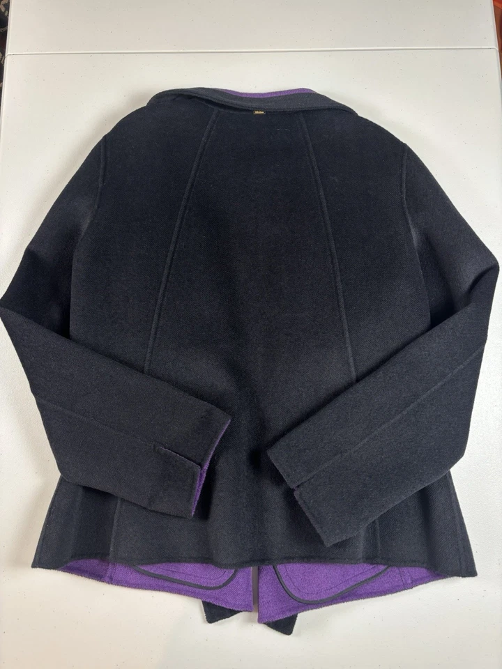 Chaqueta tejida delantera abierta ST. JOHN angora/cachemira/lana talla 10 negra púrpura Foto 2 de 4