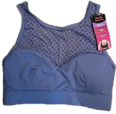 Maidenform Pure Comfort Wireless Low Scoop Back Removable Cup Bra. Blue. Sz S