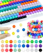 180PCS Small Silicone Beads, 30 Colors 9mm Focal Bead Rubber Round Bead Mixed C