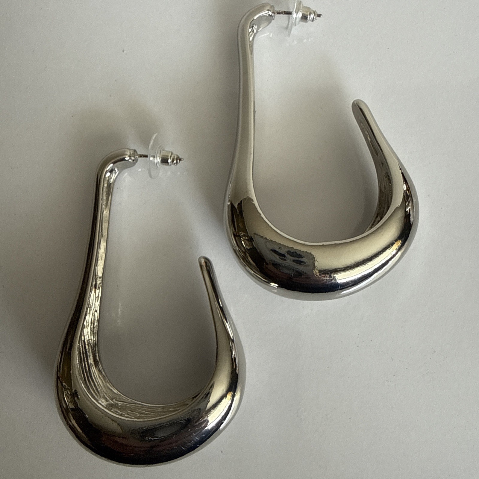 Elongated Silver Statement Earrings ￼ - image 11