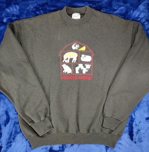 Vtg Hanes Grandmas Barnyard Buddies Crewneck Sweatshirt Embroidered XL