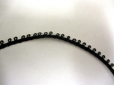 Picot Edge Loop Trim 3/16'' 5mm Black Viscose 5 Yards Vintage 1970's  Made in NYC