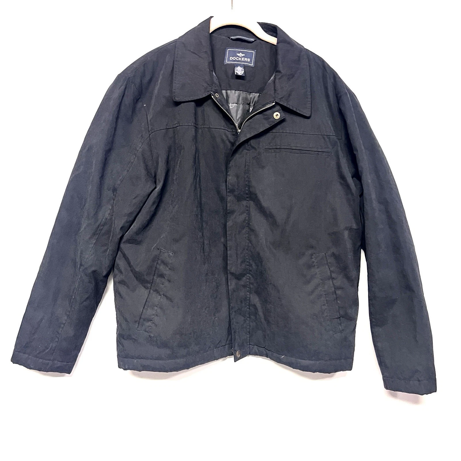 Dockers Black Jacket Ultra Soft Quilted Full Zip Microfiber outside