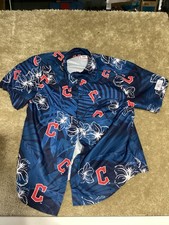 Cleveland Guardians Blue Hawaiian Button Up XL Shirt 2023 COLLECTIBLE BASEBALL