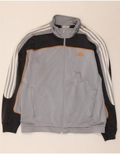 Adidas Mens Tracksuit Top Jacket Medium Grey Colourblock Polyester DW03
