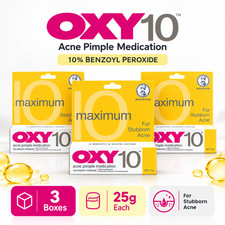 3x OXY 10 Acne Pimple Treatment 25g Benzoyl Peroxide 10 Stubborn Acne