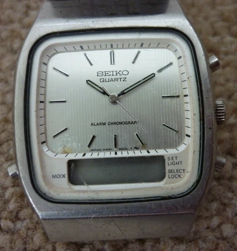 Vintage Seiko Quartz Mens Watch Ana Digi Alarm Chronograph H461-500A Japan