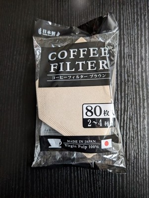 *Made In Japan* 2-4 cup Pour-Over 100% Virgin Paper Coffee Filters (80 Pcs) -NEW