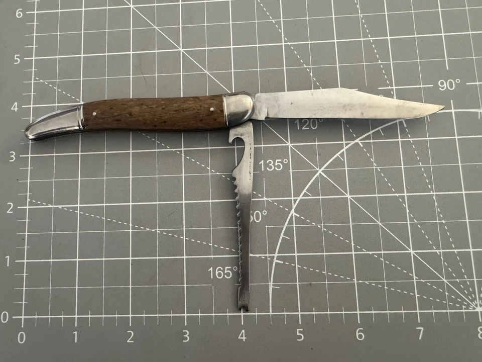 Cuchillo de pescado de lujo vintage IMPERIAL PROV RI EE. UU. borde diamante mango madera/níquel Foto 2 de 4