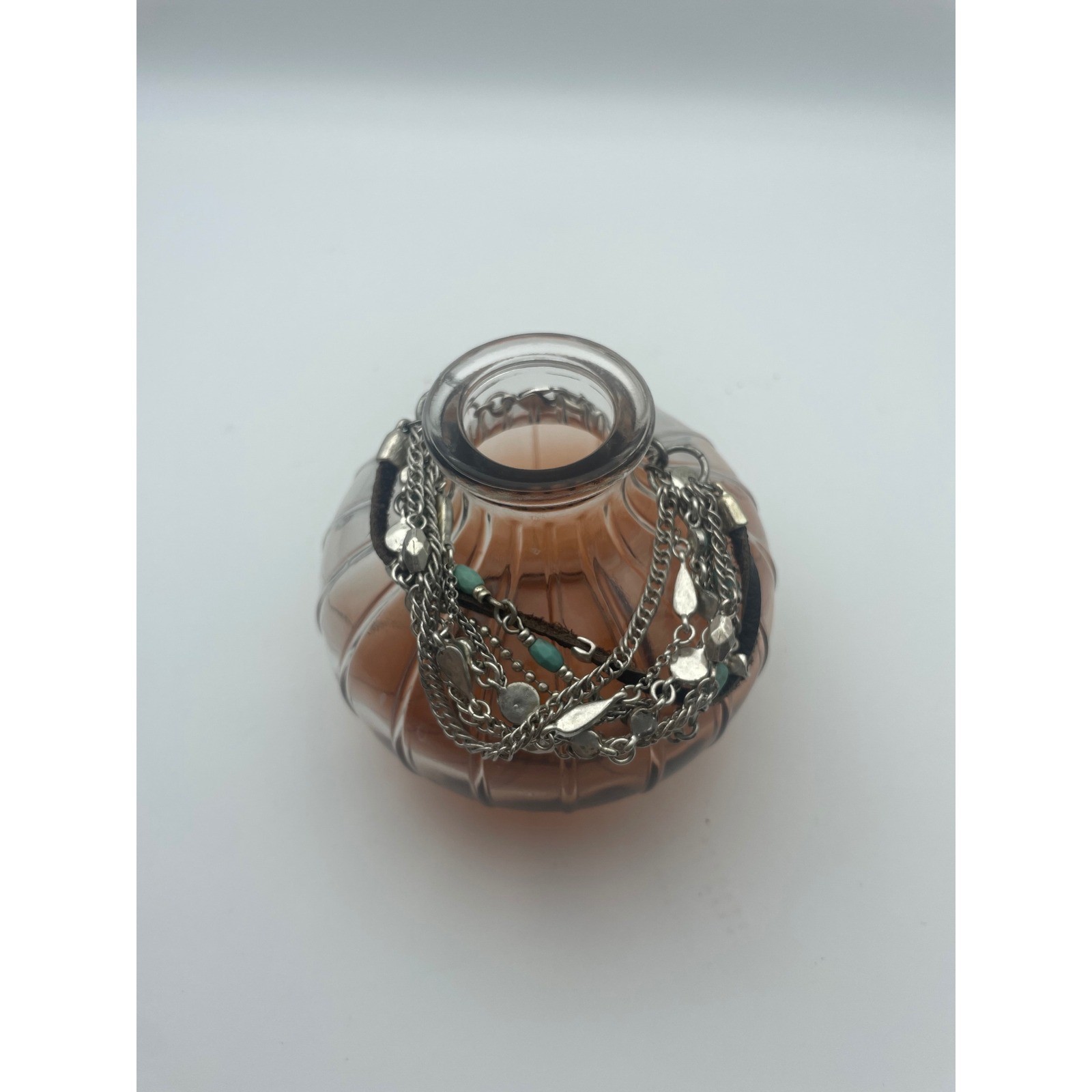 Multi Strand Bracelet Silver Chain Turquoise Bead… - image 4