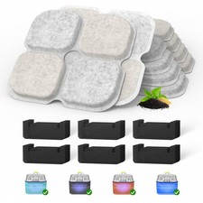 Cat Pet Water Fountain Filters, 6 Pack Square-6 Filters 6 Sponges, White