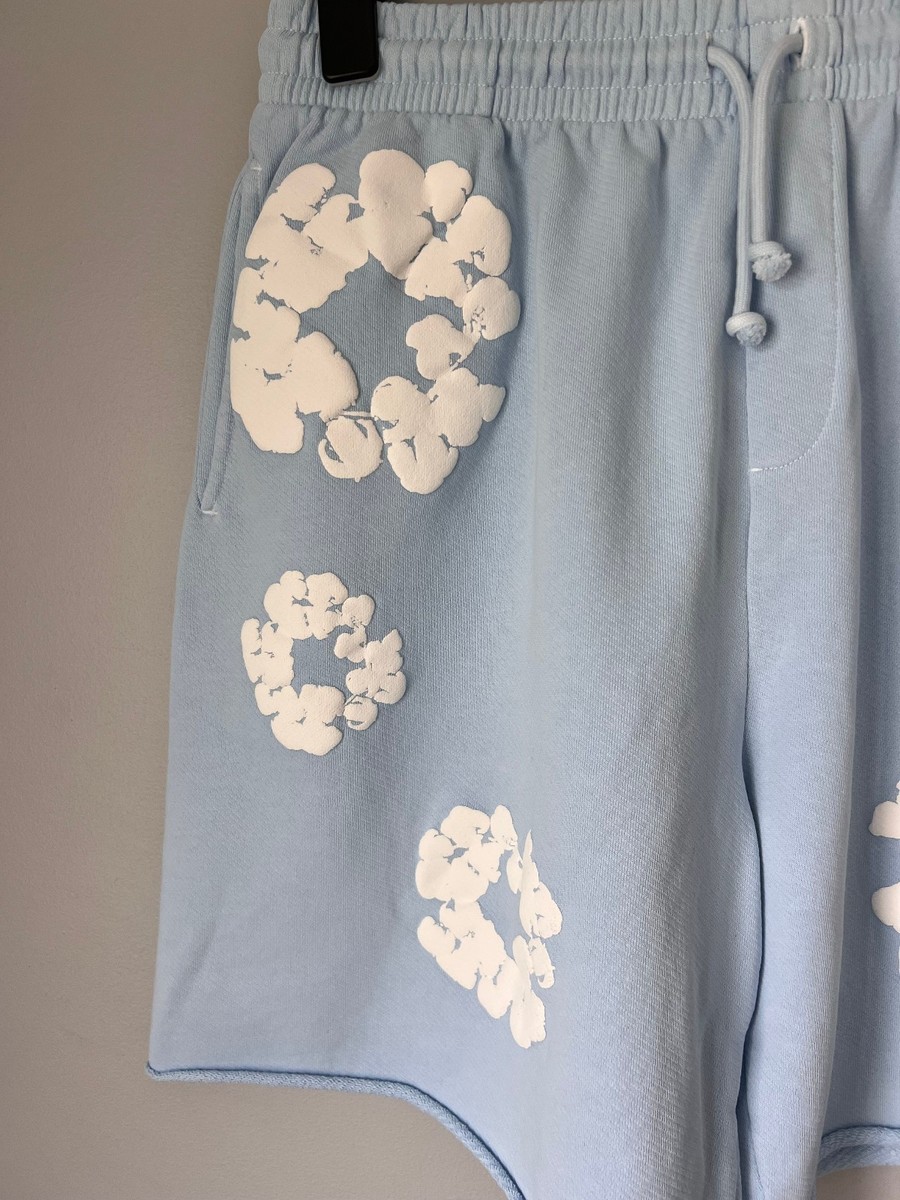 Denim Tears Cotton Wreath Sweatshorts - Size Medium - Powder Blue