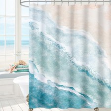 Beach Ocean Themed Nautical Coastal Shower Curtains for Bathroom Teal 72x72
