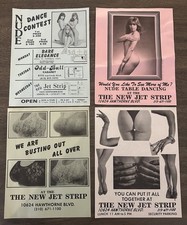 Lot 4 Vintage New Jet Strip Lennox CA Strip Club Promotional Advertising Flyers