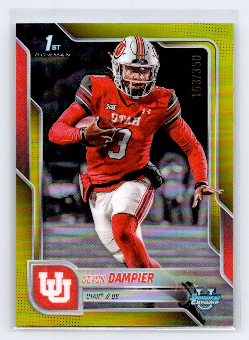 Devon Dampier 2025 Bowman University Chrome #3 1st Bowman Yellow Refractor /350