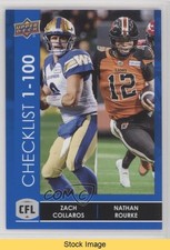 2022 Upper Deck CFL Blue Zach Collaros Checklist Nathan Rourke #199 READ 1o9l