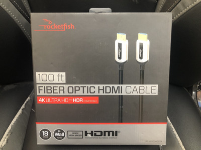 Rocketfish- 100' 4K UltraHD In-Wall Rated Fiber Optic HDMI Cable with HDR S...
