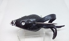 Vtg Strike King Grass Frog Solid Black 4" Soft Topwater/Surface 3/8 Fishing lure