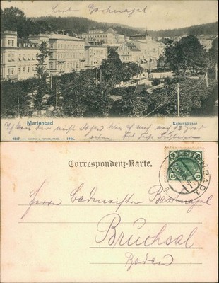 Postcard Mariánské Lázně lot on Kaiserstrasse 1904