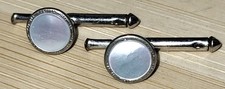 Set Of 2 Mother Of Pearl Shirt Studs Buttons 5/16" Wide Unsigned Pre Owned