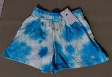 Nike Girls 100 Cotton Blue White Tie Dye Athletic Shorts DX5072-468 Size L