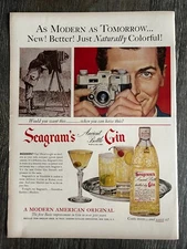 Vintage Alcohol Ad 1950's Advertisement Barware Bar Décor SEAGRAM'S GIN 10x14