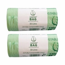 30 Litre x 50 CompostBag Compostable Food Waste Caddy Liner Bin Bags (30L)