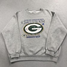 VINTAGE Green Bay Packers Sweatshirt Mens XL Gray Playoffs Crewneck NFL Y2K