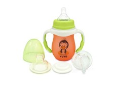 Glass Baby Bottle set, 6oz/177ml, Orange/Green