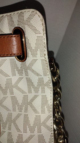 Michael Kors Hamilton Vanilla Brown Signature PVC Leather Large Tote Handbag - Picture 19 of 20