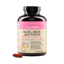 NatureWise Hair Skin and Nails Vitamin Biotin 5000mcg w/Hyaluronic Acid Colla...