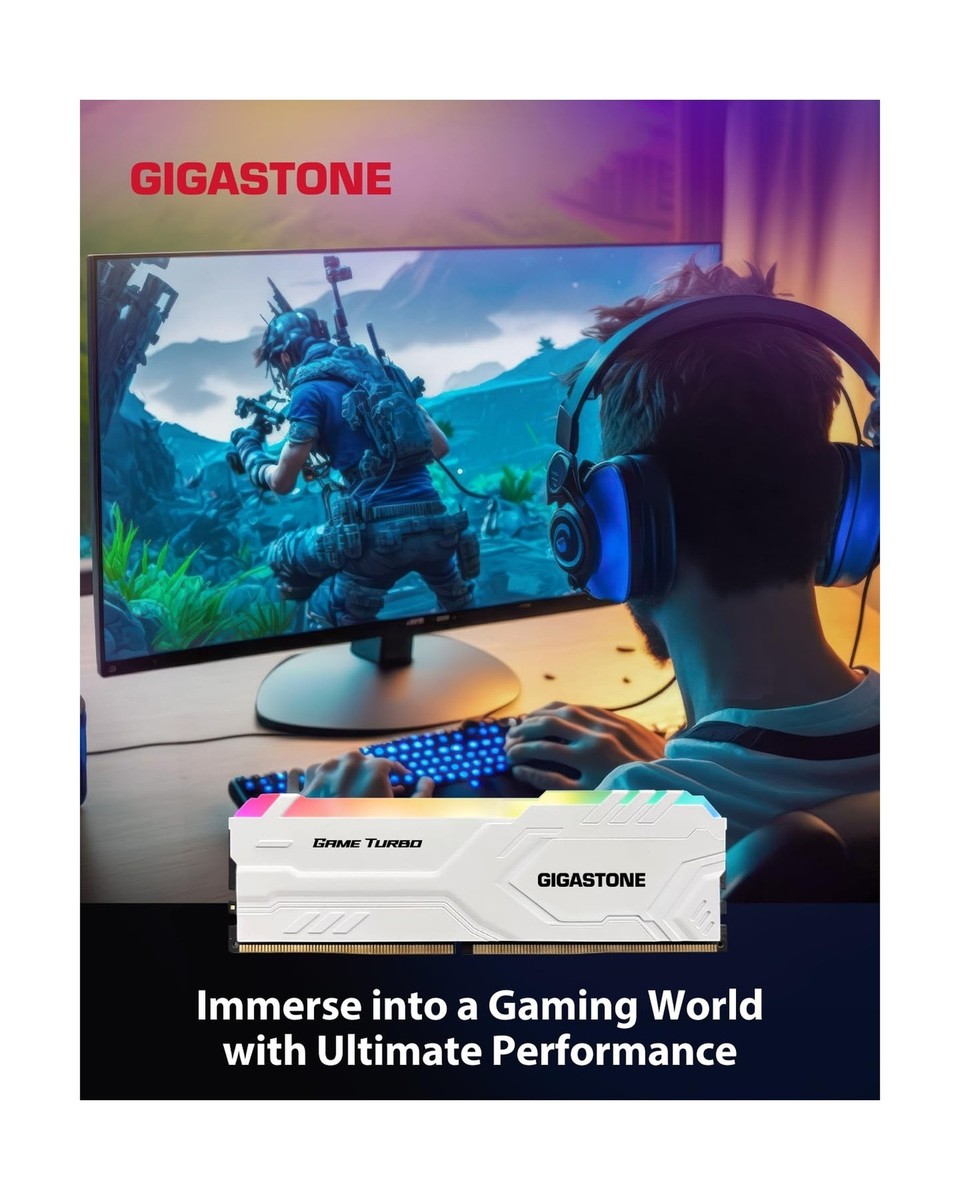 RGB DDR4 RAM】GIGASTONE Game TURBO 64GB Kit (4x16GB)DDR4 3200MHz P