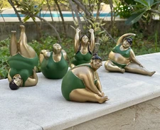 Yoga Figurine Resin Fat Woman Statue Small Figure Sculpture Gifts Home Decor  4"