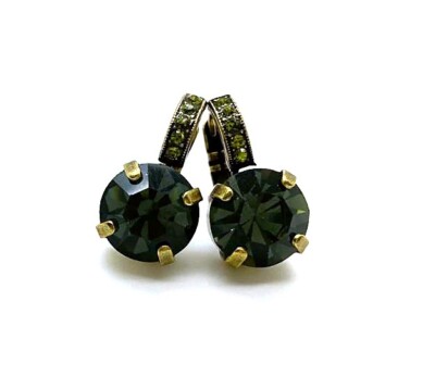 Earrings By Mariana Woman Gorgeous Olivine and Black Diamond Swarovski Crystals