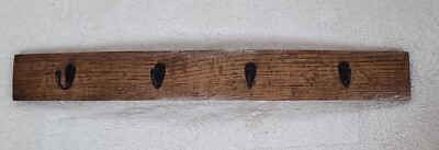 Whiskey Barrel Stave 4 Hook Bar, 26 1/2'' X 3 1/2'', Bourbon Wall Hanger