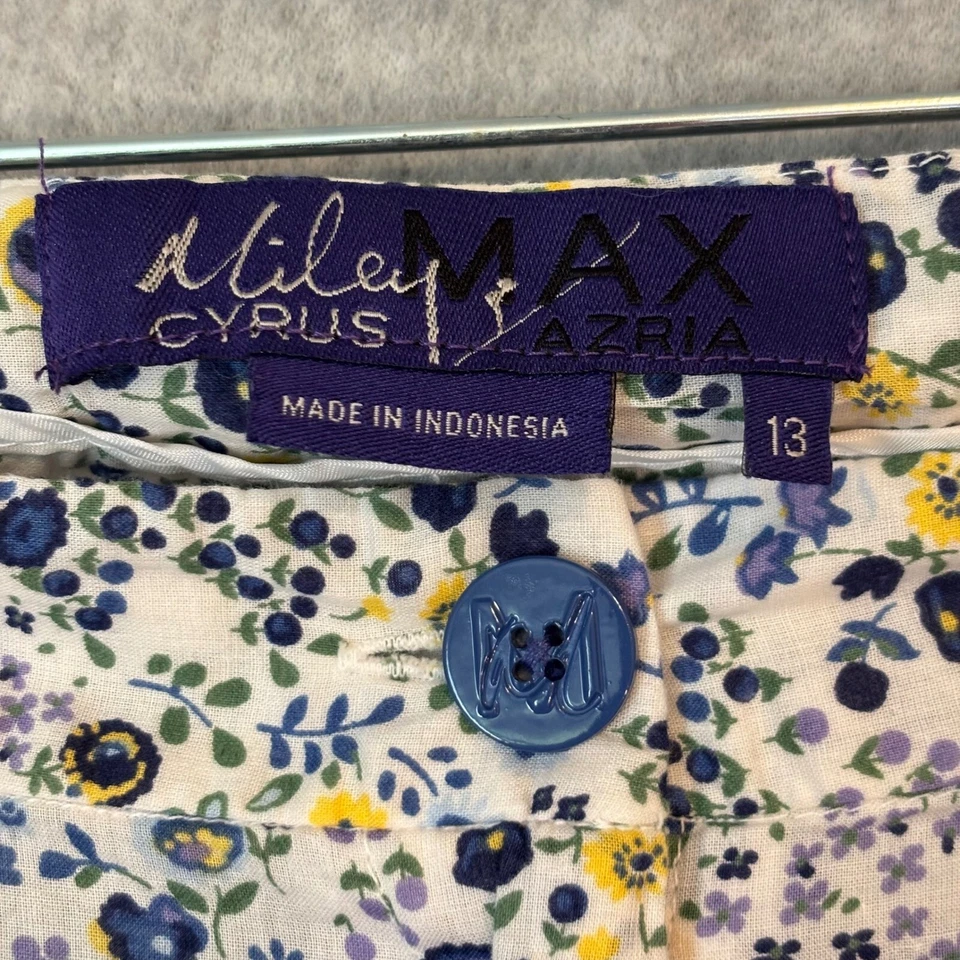 Pantalones Cortos Y2K Miley Cyrus x Max Azria Blanco Azul Floral Juniors 13 Primavera Plisado Foto 4 de 4