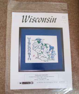S.P. Ink Counted Cross Stitch Graph State of Wisconsin Chart-New